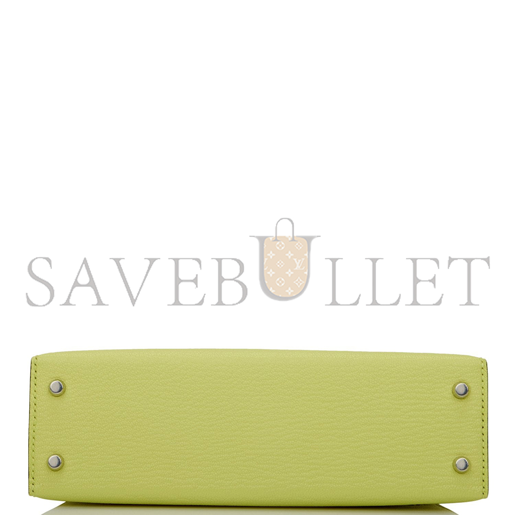 H**mes mini kelly ii sellier jaune bourgeon chevre palladium hardware (19*12*5.5cm)